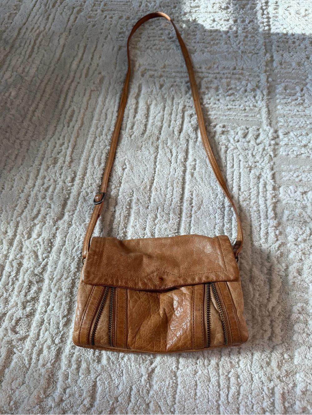 Day & Mood Tan Leather Crossbody Women's Bag - Classic Casual Style